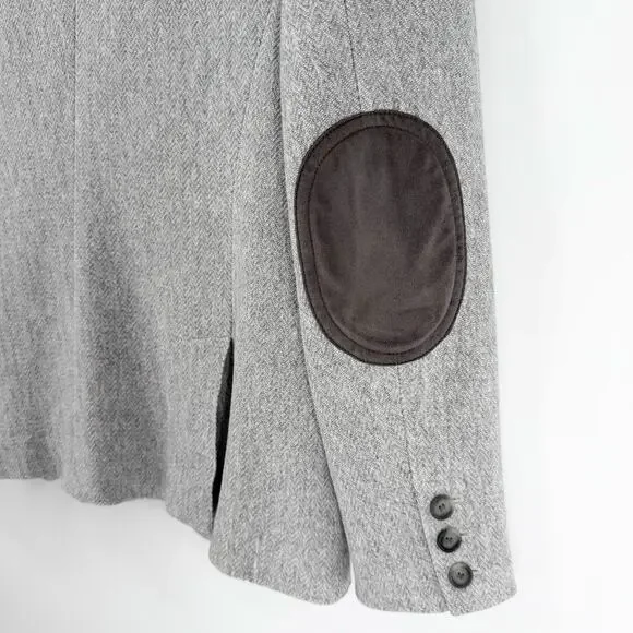 LOFT 8P Gray Herringbone Blazer Light Academia EUC Office Chic Spring Style - Picture 10 of 10